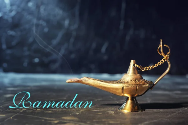 Muslim lamp on table. Ramadan celebration — Stock Photo, Image