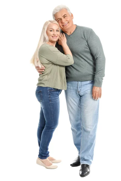 Retrato de pareja madura feliz sobre fondo blanco — Foto de Stock