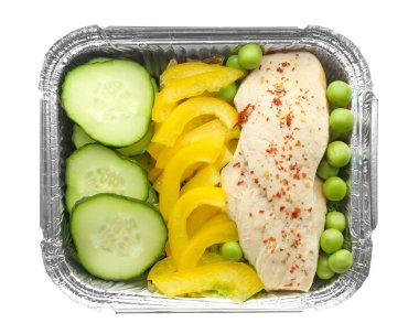 Beyaz izole lezzetli gıda ile Konteyner