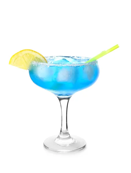 Glass of tasty summer cocktail on white background — Stock Photo, Image