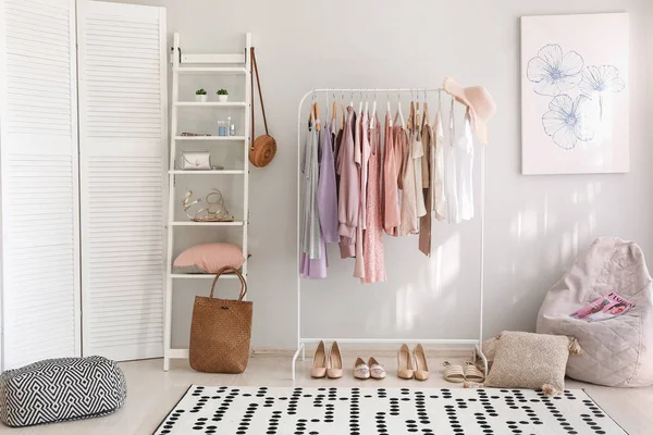 Stylish interior of dressing room at home — Stock Photo, Image