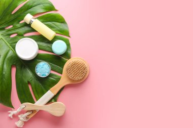 Renk arkaplanındaki güzel spa kompozisyonu