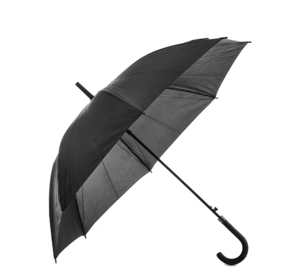 Stylish black umbrella on white background — Stock Photo, Image