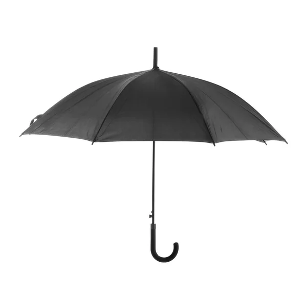 Elegante paraguas negro sobre fondo blanco — Foto de Stock