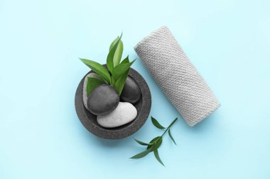 Renk arkaplanındaki güzel spa kompozisyonu