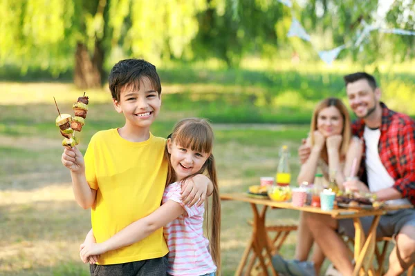 快乐的小孩在夏天野餐 — 图库照片
