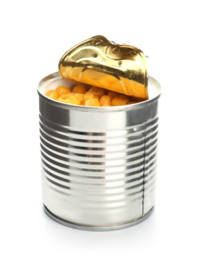 Beyaz arka plan üzerinde mısır ile tin olabilir