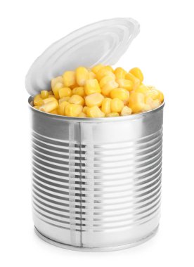 Beyaz arka plan üzerinde mısır ile tin olabilir