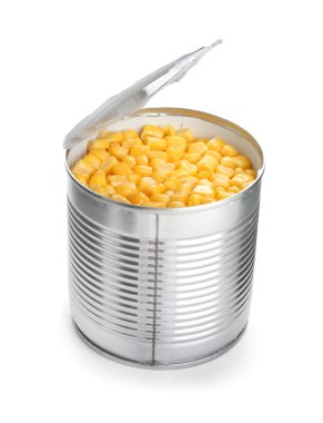 Beyaz arka plan üzerinde mısır ile tin olabilir