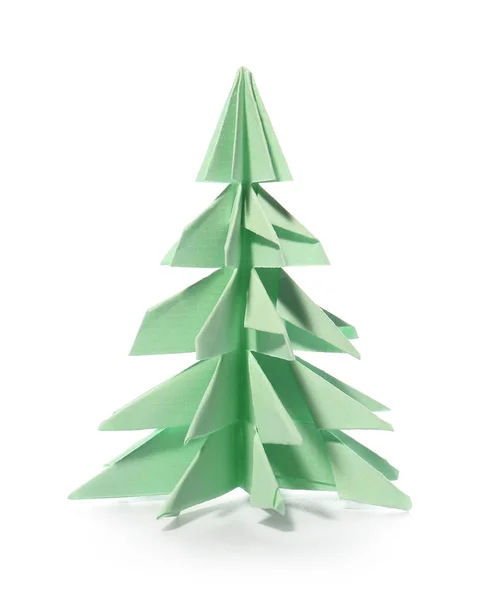 Arbre de Noël en papier sur fond blanc — Photo