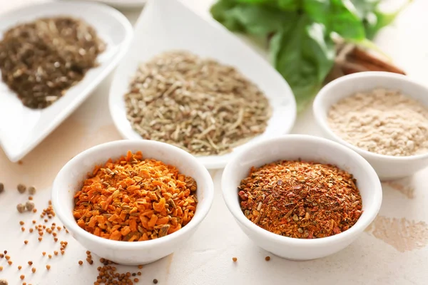 Many different spices on table — Stock Photo, Image