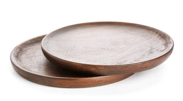 Wooden plates on white background — Stock Photo, Image
