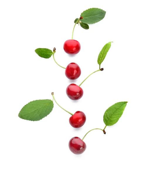 Tasty ripe cherry on white background — Stock Photo, Image