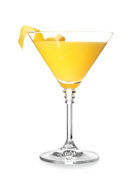 Glass of tasty summer cocktail on white background — Stock Photo, Image