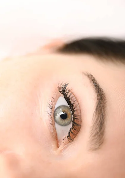 Beautiful young woman with eyelash extensions, closeup — Stock Photo, Image