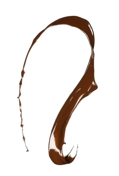 Spritzer Schokolade auf weißem Hintergrund — Stockfoto