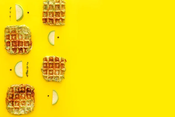 Tasty squash waffles on color background — Stock Photo, Image