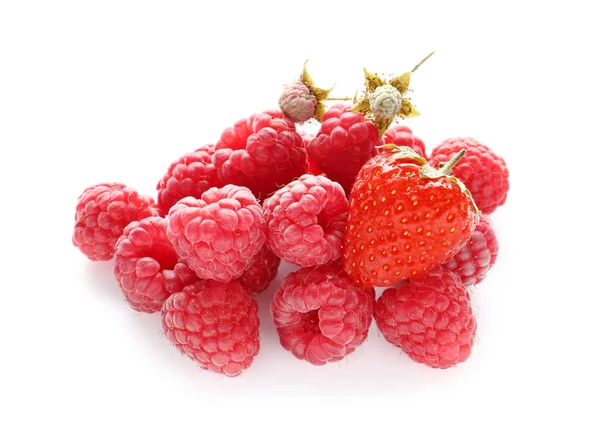 Ripe raspberry on white background — Stock Photo, Image