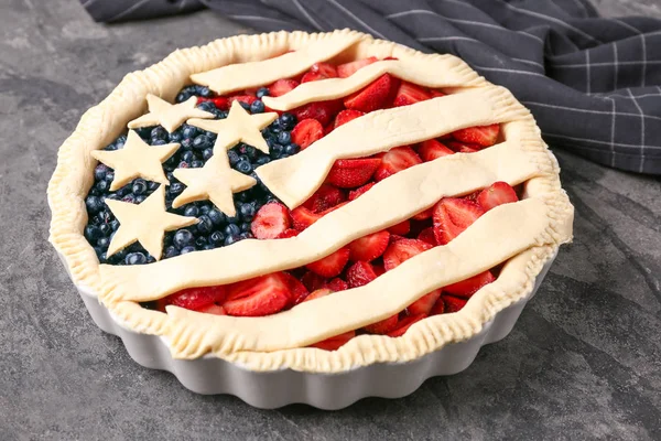 Raw American flag pie on table — Stock Photo, Image