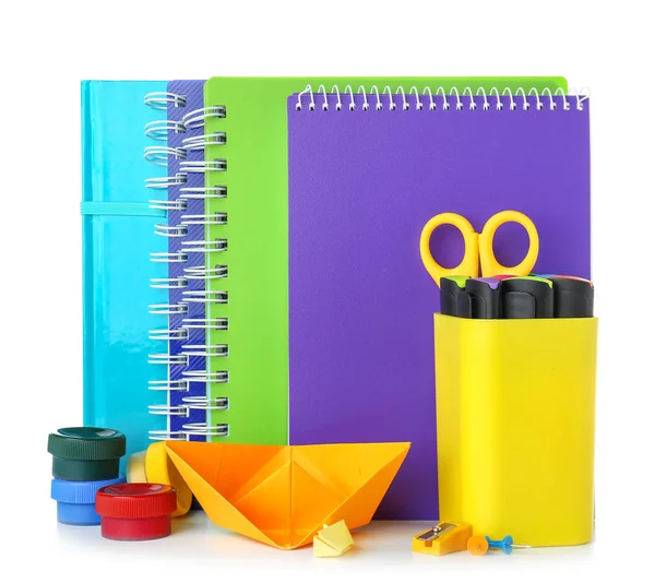 Set of school supplies on white background — Stock Photo, Image