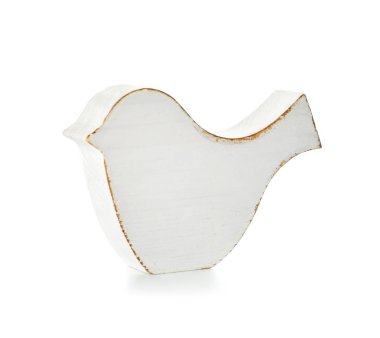 Beyaz arka planda ahşap kuş