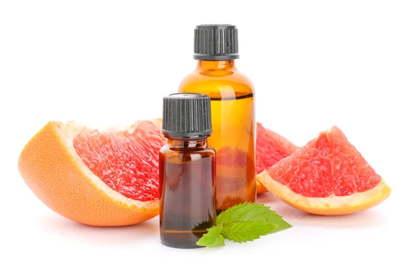 Citrus essential oil on white background — Stock Photo, Image