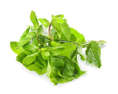 Beyaz arkaplanda taze nane