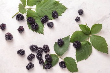 Hafif arka planda lezzetli böğürtlen