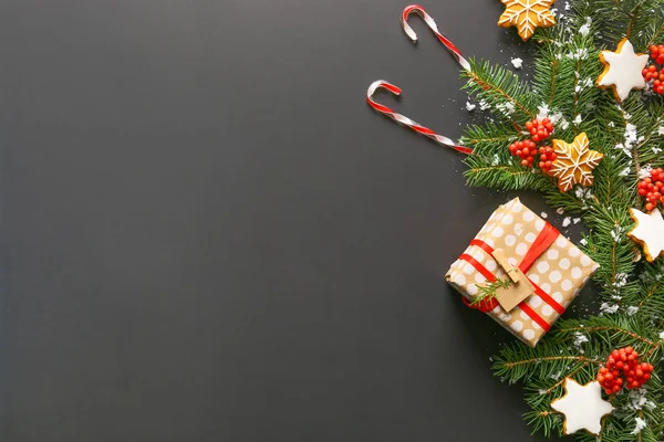 Beautiful Christmas composition on dark background — Stock Photo, Image