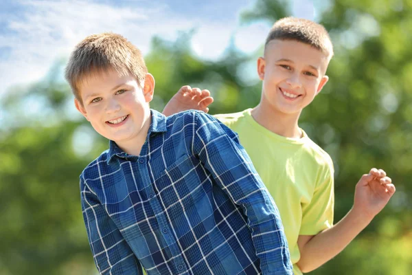 Cute little boys in park — Stock Photo, Image