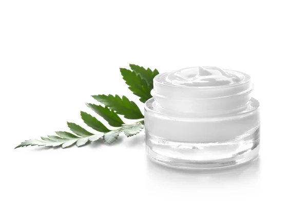 Jar of body cream on white background — Stock Photo, Image