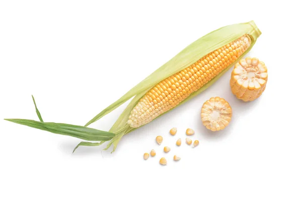 Fresh corn cobs on white background — Stock Photo, Image