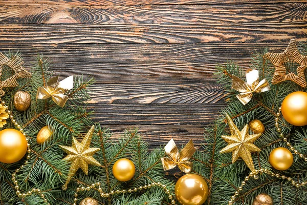 Beautiful Christmas composition on wooden background — Stock Photo, Image