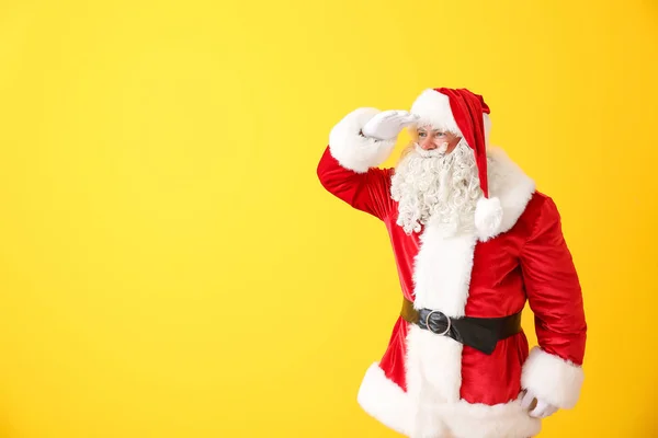 Portrait of Santa Claus on color background — Stock Photo, Image