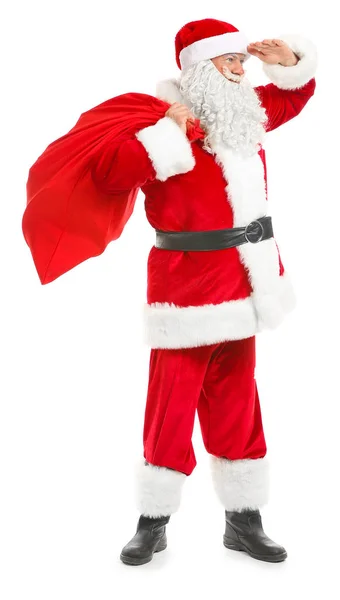 Портрет Санта-Клауса на белом фоне — стоковое фото