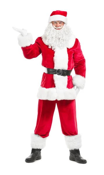 Porträtt av jultomten på vit bakgrund — Stockfoto