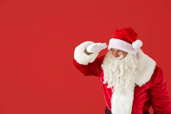 Portrait of Santa Claus on color background — Stock Photo, Image