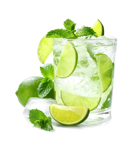 Glass of fresh mojito on white background Stock Picture