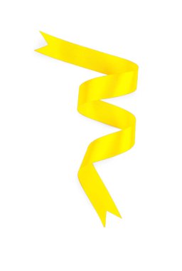 Beyaz zemin üzerine sarı saten kurdele