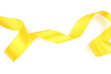 Beyaz zemin üzerine sarı saten kurdele