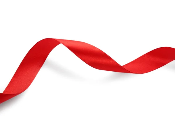 Red satin ribbon on white background — Stock Photo, Image