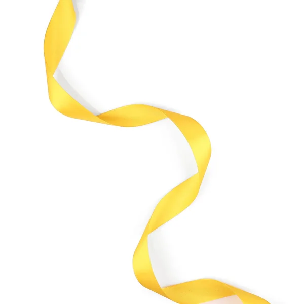 Yellow satin ribbon on white background — Stock Photo, Image