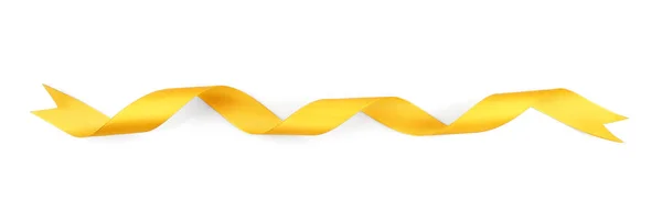 Yellow satin ribbon on white background — Stock Photo, Image