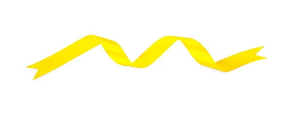Жовта атласна стрічка на білому тлі — стокове фото