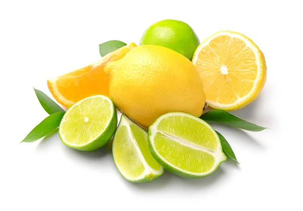 Different citrus fruits on white background — Stock Photo, Image