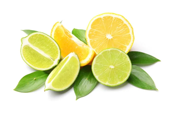 Different citrus fruits on white background — Stock Photo, Image