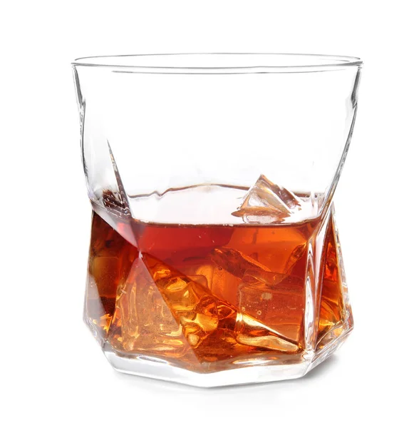 Glass of whiskey on white background — Stock Photo, Image