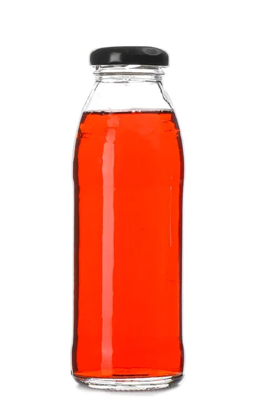 白い背景においしいザクロジュースのボトル — ストック写真