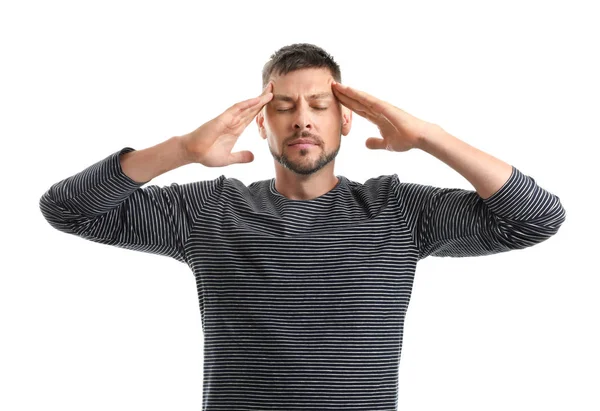Stressed man on white background — Stock Photo, Image