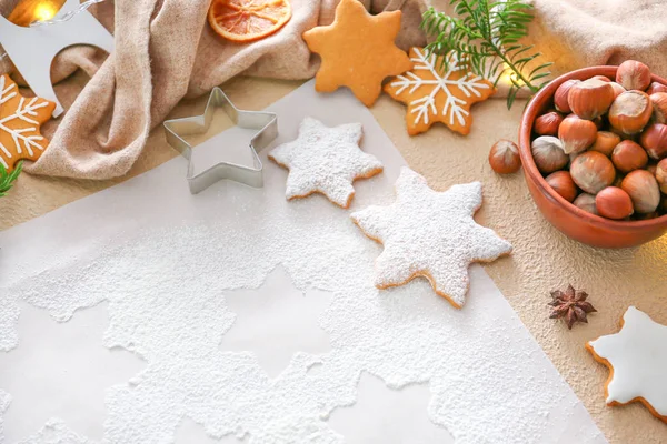 Composition with tasty Christmas cookies on table — Stock Photo, Image